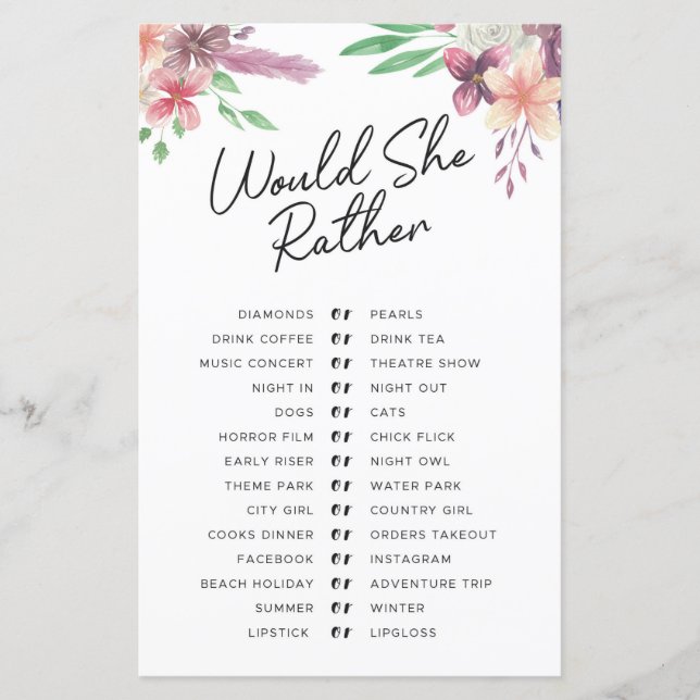 Vrijgezellenfeest games zouden ze liever Floral sp (Voorkant)