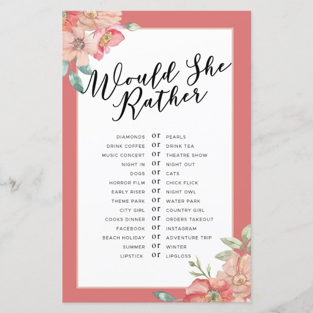 Vrijgezellenfeest games zouden ze liever Floral sp (Voorkant)