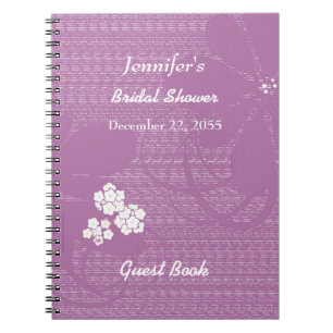 Vrijgezellenfeest Gastenboek Paarse, witte bloemen Notitieboek