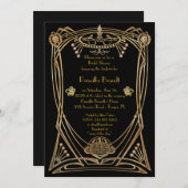 Vrijgezellenfeest, Gatsby stijl, zwart & goud, art Kaart (Voorkant / Achterkant)