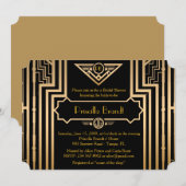 Vrijgezellenfeest, Gatsby stijl, zwart & goud Kaart (Voorkant / Achterkant)