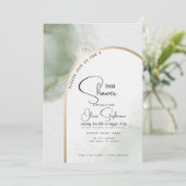 Vrijgezellenfeest | Gedempt Salie Abstract Marmer Kaart (Staand voorkant)