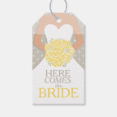 Vrijgezellenfeest geel repetitie bruiloft cadeau l cadeaulabel (Voorkant)