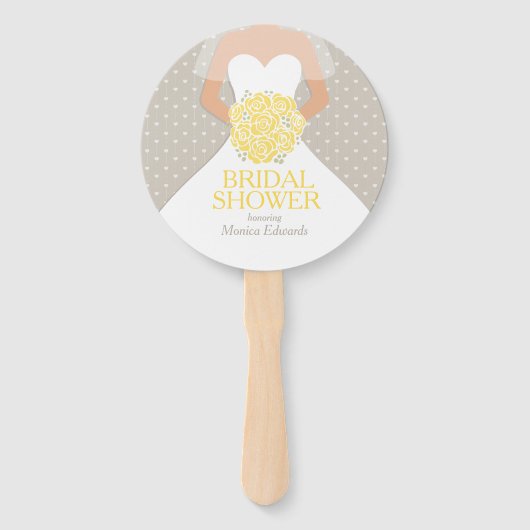 Vrijgezellenfeest geel roos wit jurk aangepaste fa handwaaier (Achterkant)