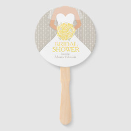 Vrijgezellenfeest geel roos wit jurk aangepaste fa handwaaier