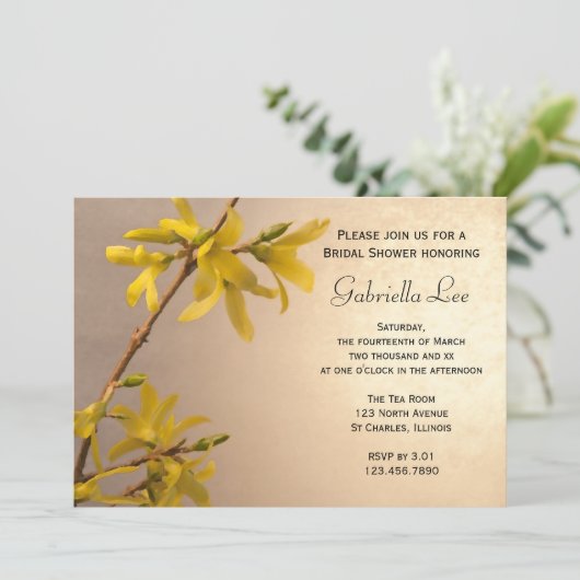 Vrijgezellenfeest Geel Spring Forsythia Flowers Kaart (Staand voorkant)