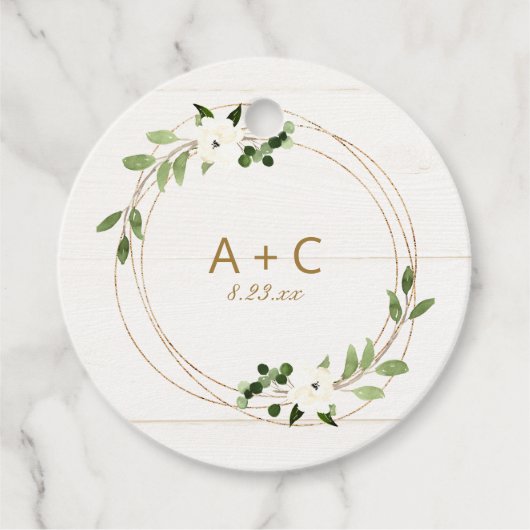 Vrijgezellenfeest Geometric Greenery Wreath Bedankjes Labels (Voorkant)