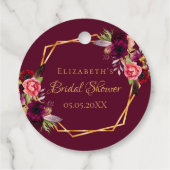 Vrijgezellenfeest geometrische bordeauxrode liefde bedankjes labels (Achterkant)