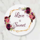 Vrijgezellenfeest geometrische bordeauxrode liefde bedankjes labels (Voorkant)