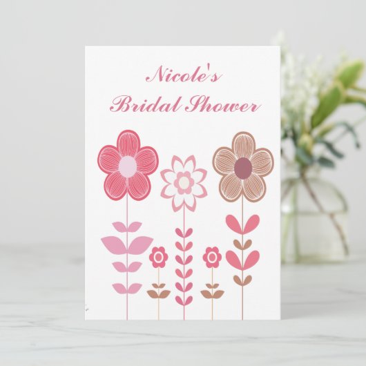 Vrijgezellenfeest Girly Floral Custom Invitation Kaart (Staand voorkant)