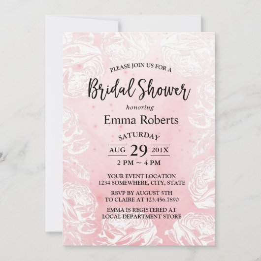 Vrijgezellenfeest Girly Waterverf Roos Floral Kaart (Voorkant)