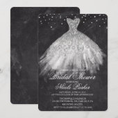 Vrijgezellenfeest Glitter Dress Diamond Invitation Kaart (Voorkant / Achterkant)