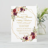 Vrijgezellenfeest Gold Burgundy Floral Geometric Kaart (Staand voorkant)