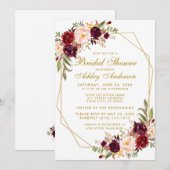 Vrijgezellenfeest Gold Burgundy Floral Geometric Kaart (Voorkant / Achterkant)