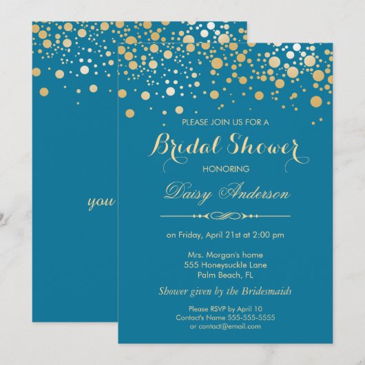 Vrijgezellenfeest - Gold Confetti Stippen Royal Bl Kaart (Voorkant / Achterkant)