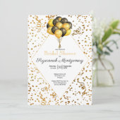 Vrijgezellenfeest Gold Confetti Streamers Sjabloon Kaart (Staand voorkant)