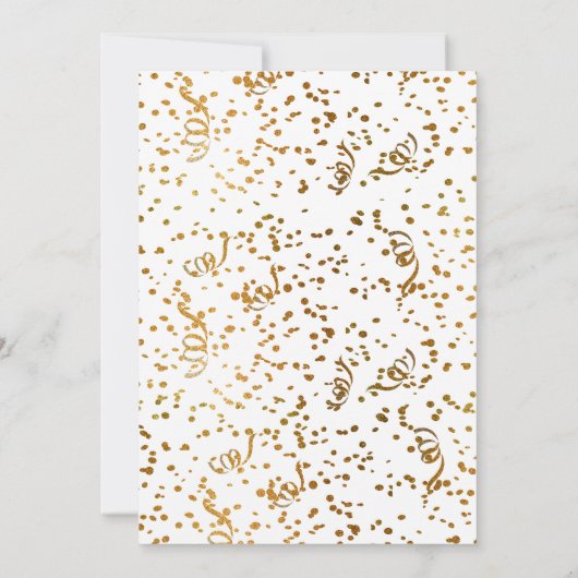 Vrijgezellenfeest Gold Confetti Streamers Sjabloon Kaart (Achterkant)