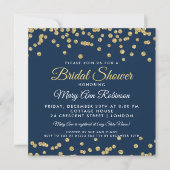 vrijgezellenfeest Gold Faux Glitter Confetti Navy  Kaart (Voorkant)