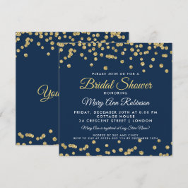 vrijgezellenfeest Gold Faux Glitter Confetti Navy  Kaart