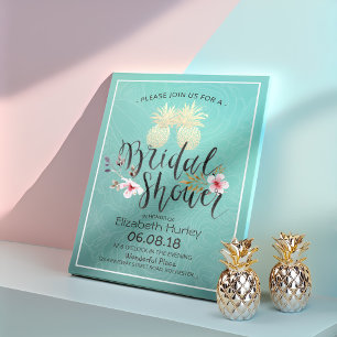 Vrijgezellenfeest Gold Foil ananas Couple Blauwgro Kaart
