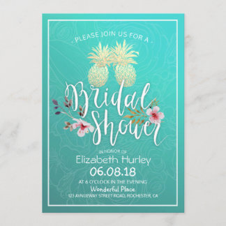 Vrijgezellenfeest Gold Foil ananas Couple Blauwgro Kaart