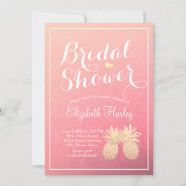 Vrijgezellenfeest Gold Foil Pineappel Pink Couple  Kaart