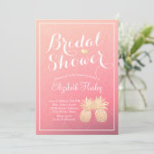 Vrijgezellenfeest Gold Foil Pineappel Pink Couple  Kaart (Staand voorkant)