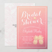 Vrijgezellenfeest Gold Foil Pineappel Pink Couple  Kaart (Voorkant / Achterkant)