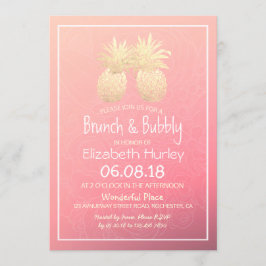 Vrijgezellenfeest Gold Foil Pineappel Pink Couple  Kaart