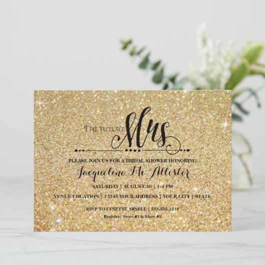 Vrijgezellenfeest Gold Glitter Future Mrs Modern F Kaart (Staand voorkant)