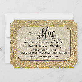 Vrijgezellenfeest Gold Glitter Future Mrs Ticket Kaart