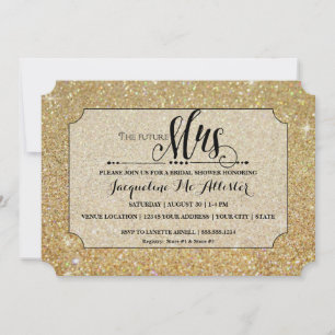 Vrijgezellenfeest Gold Glitter Future Mrs Ticket Kaart
