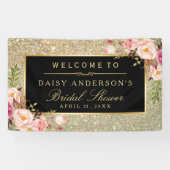 Vrijgezellenfeest Gold Glitter Sparkles Floral Spandoek (Horizontaal)