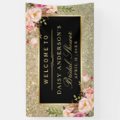 Vrijgezellenfeest Gold Glitter Sparkles Floral Spandoek (Verticaal)