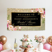 Vrijgezellenfeest Gold Glitter Sparkles Floral Spandoek