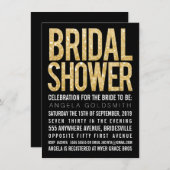 Vrijgezellenfeest Gold Glitter Zwart & Wit Uitnodi Kaart (Voorkant / Achterkant)