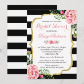 Vrijgezellenfeest Gold Pink Floral Black White Str Kaart (Voorkant / Achterkant)