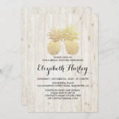 Vrijgezellenfeest Golden Pineapple Couple Rustic W Kaart (Voorkant / Achterkant)