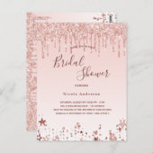 Vrijgezellenfeest goot roze sterren uitnodiging (Voorkant / Achterkant)