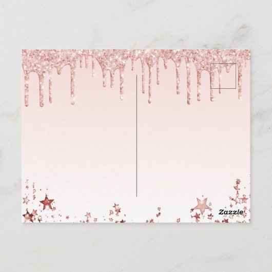 Vrijgezellenfeest goot roze sterren uitnodiging (Achterkant)