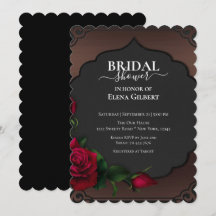 Vrijgezellenfeest Gothic Red Roses Invitation