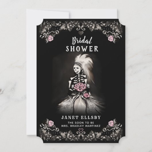 Vrijgezellenfeest Gothic Skeleton Bride Uitnodigin Kaart (Voorkant)