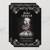 Vrijgezellenfeest Gothic Skeleton Bride Uitnodigin Kaart (Voorkant / Achterkant)