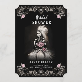 Vrijgezellenfeest Gothic Skeleton Bride Uitnodigin Kaart