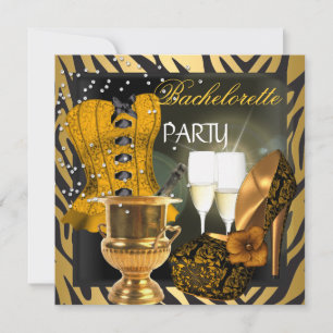 Vrijgezellenfeest Goud Zwart Kousenband Schoenen Kaart