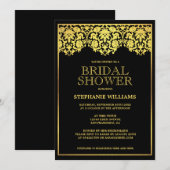 Vrijgezellenfeest |  gouden art deco damask kaart (Voorkant / Achterkant)