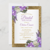 Vrijgezellenfeest - Gouden Damast & Lavendel Paars Kaart (Voorkant)