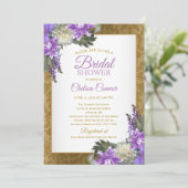 Vrijgezellenfeest - Gouden Damast & Lavendel Paars Kaart (Staand voorkant)