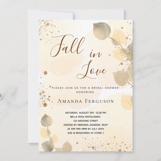 Vrijgezellenfeest gouden eucalyptus glitter herfst kaart (Voorkant)