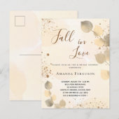 Vrijgezellenfeest gouden eucalyptus glitter herfst uitnodiging briefkaart (Voorkant / Achterkant)